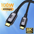 8K@60Hz USB4 Thunderbolt 3 Cable 40Gbps USB-C – Straight/Elbow USB-C Cable Axl -Elbow 0.8m