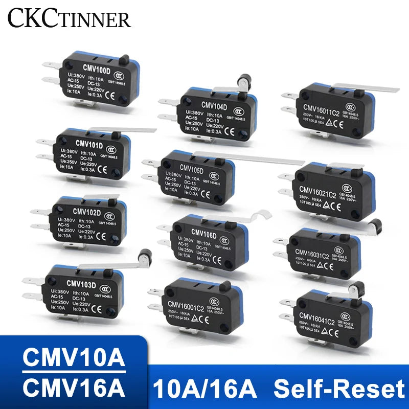 CNTD CMV Series Micro Limit Travel Switch 10A 16A NO NC Self-Reset Micro Limit Switch Axl