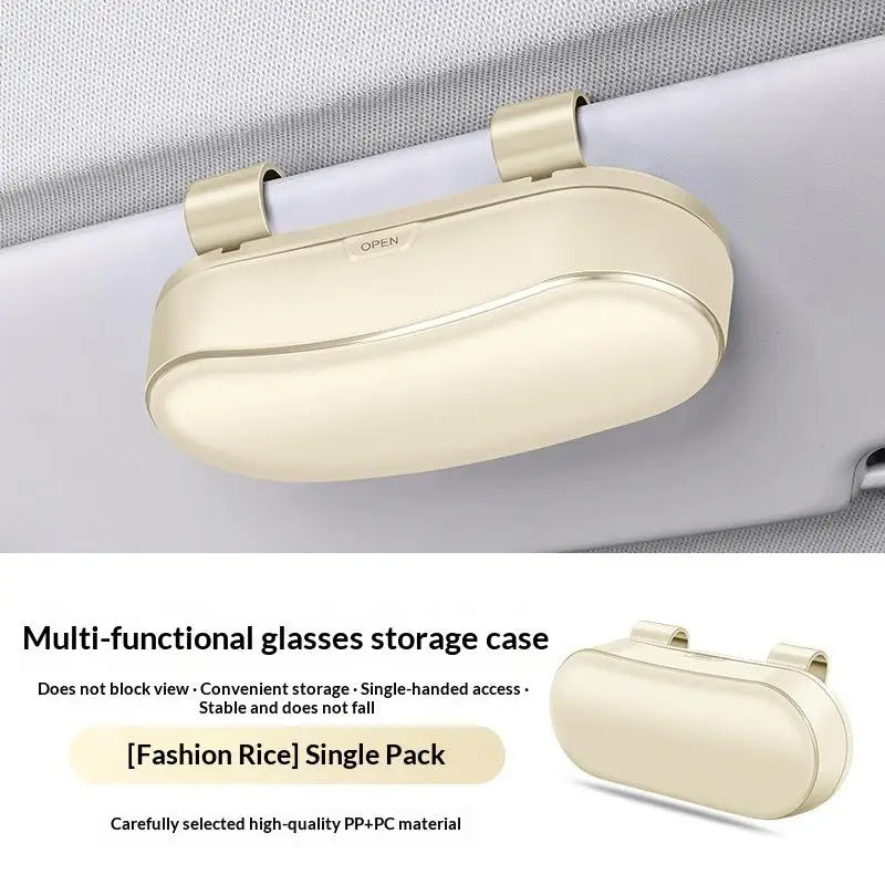 Car Sun Visor Glasses Holder – Eyeglass Case Storage Box Car Visor Organizer Axl Beige