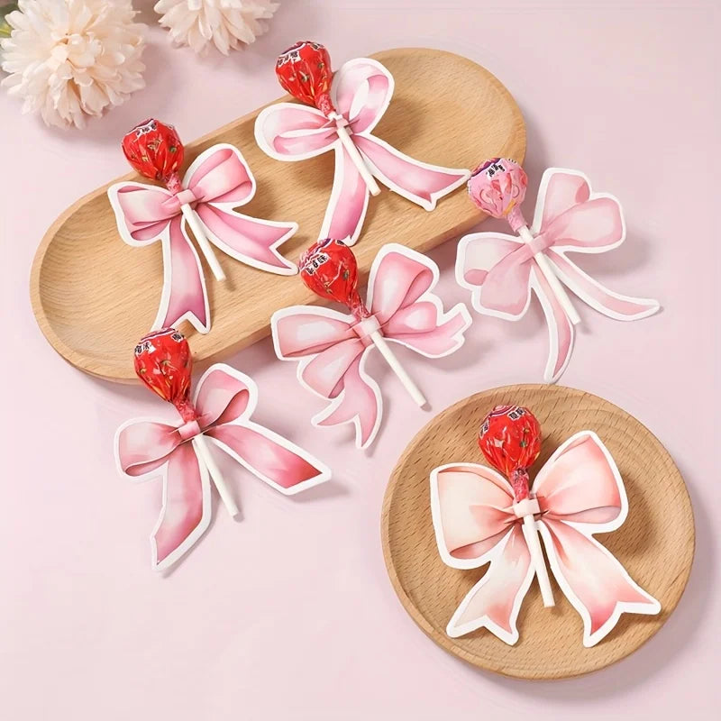 Bow Design Lollipop Wrapper Cards | Pastel Party Candy Tags Party Candy Tags Axl