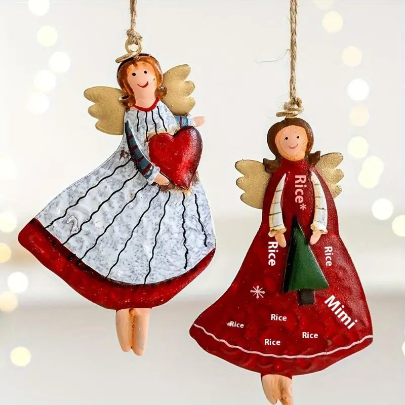 4-Pack Vintage Angel Wooden Christmas Hanging Ornaments Christmas Ornaments Axl
