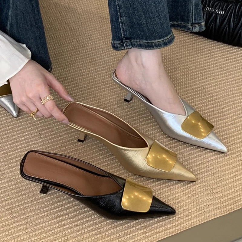 Women's Pointed Toe High Heel Mules – Elegant Party Slides High Heel Mules Axl