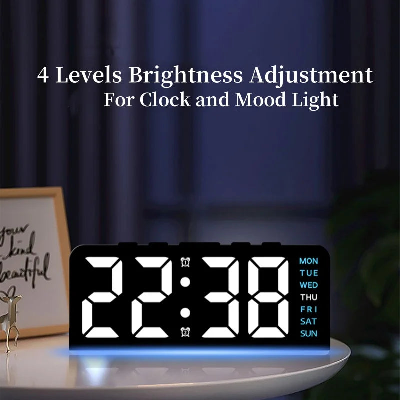 7" LED Digital Alarm Clock – Dual Alarm, Temp & Night Light LED Alarm Clock Axl