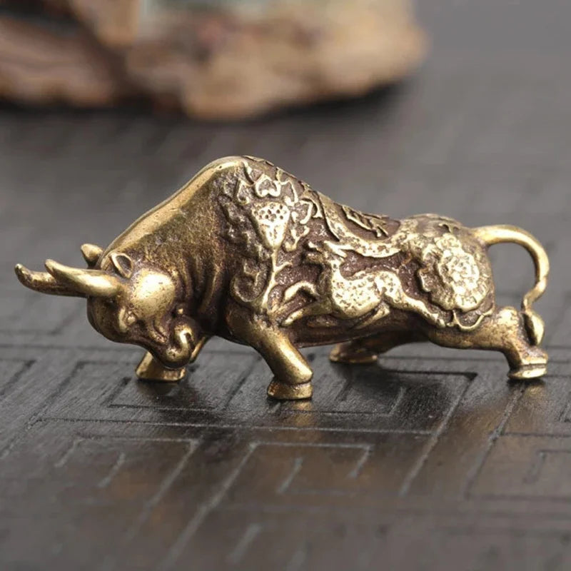 Brass Copper Bullfighting Statue – Lucky Bull Desk Figurine Decorative Figurine Axl