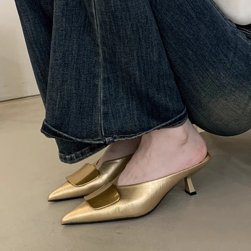 Women's Pointed Toe High Heel Mules – Elegant Party Slides High Heel Mules Axl