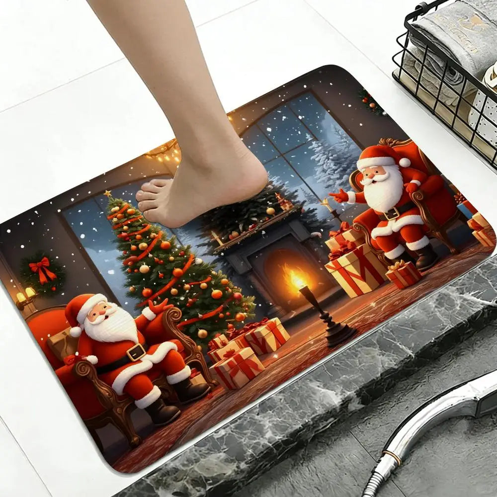 Santa Claus Diatomite Bath Mat – Quick Dry & Non-Slip Diatomite Bath Mat Axl