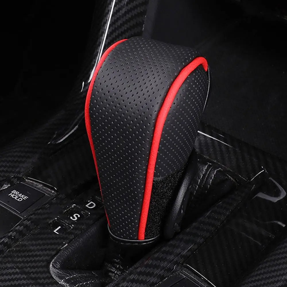 PU Leather Car Shift Knob Cover – Non-Slip, 7 Colors Shift Knob Cover Axl Black red