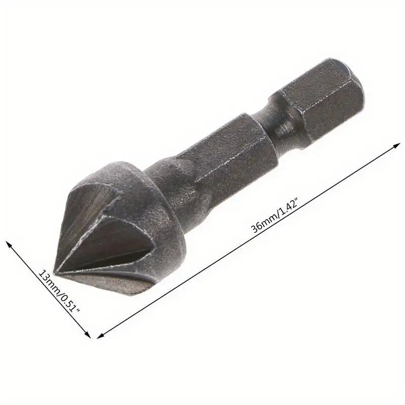 3-Pack 90° Countersink Drill Bits – 1/4" Hex Shank Chamfer Set Countersink Drill Bits Axl