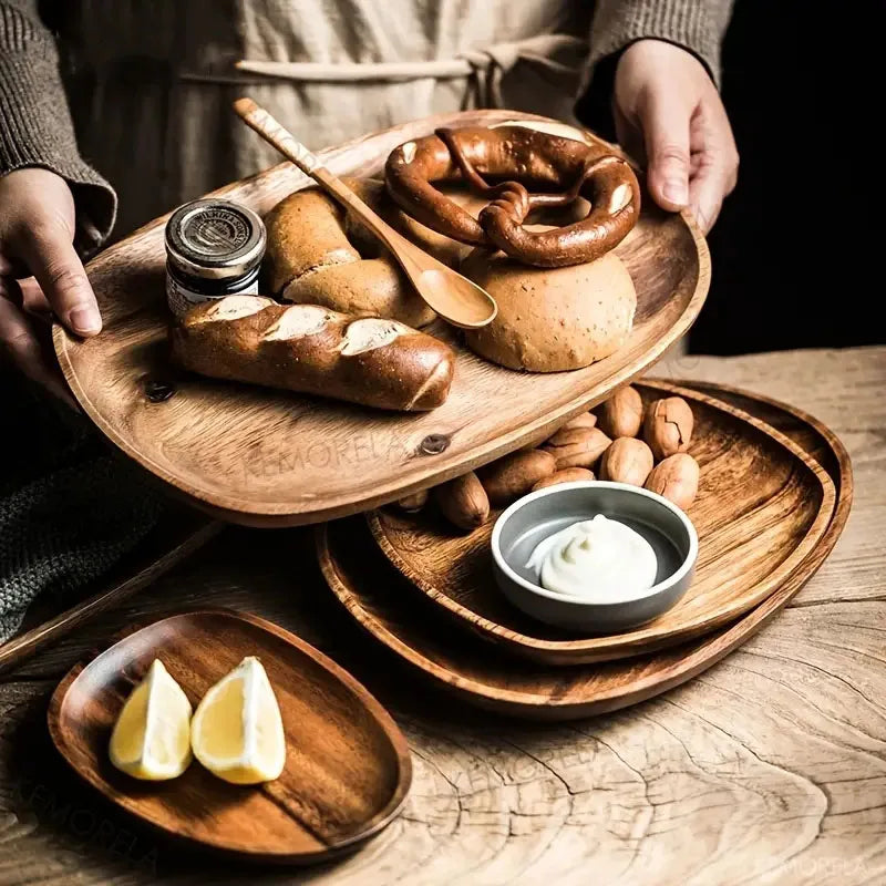 KEMORELA Solid Wood Oval Serving Plate – Sushi, Fruit & Tea Tray Wood Serving Plate Axl