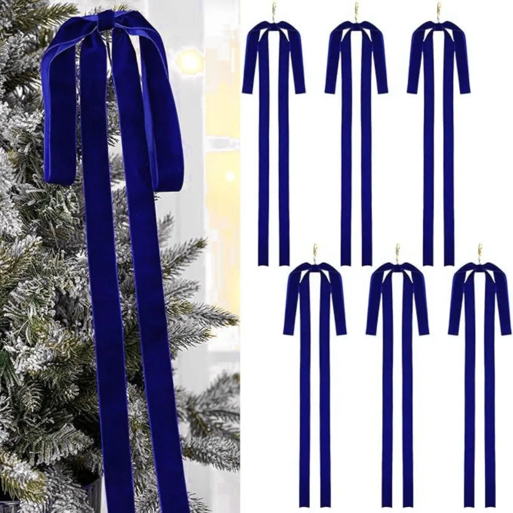 Vintage Velvet Christmas Bows Set of 6 – Wreath & Tree Decor Christmas Bow Set Axl Dark Blue