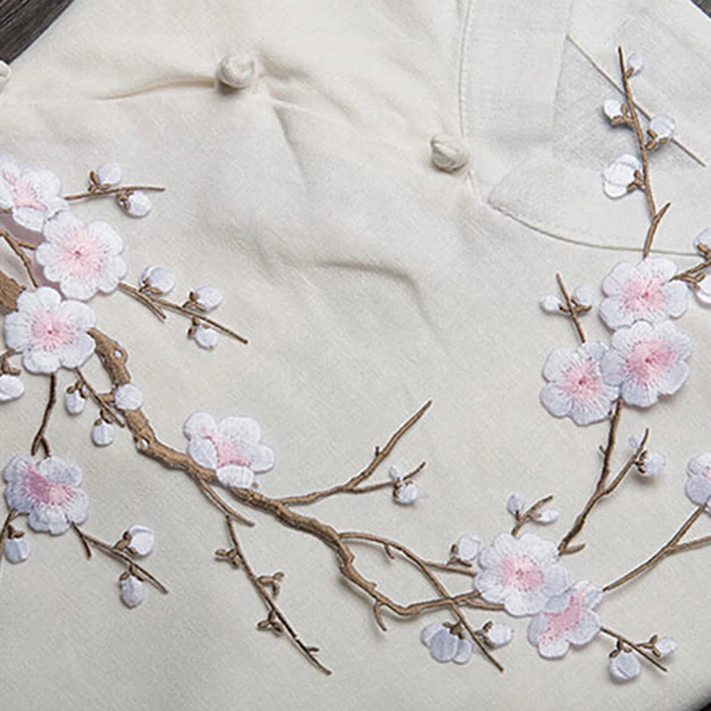 Plum Blossom Embroidered Patch – Iron or Sew On Applique Embroidered Applique Patch Axl