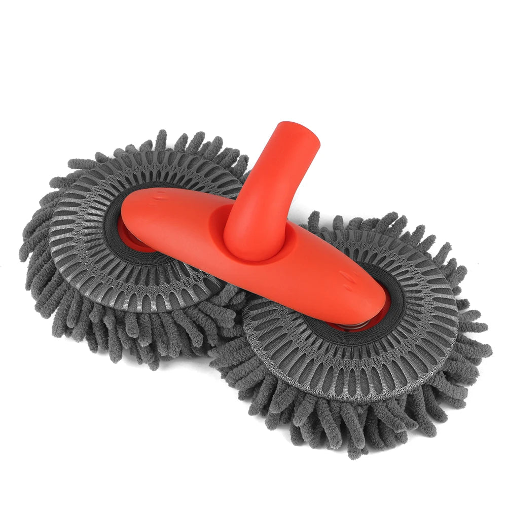 Telescopic Car Wash Mop – Dual Chenille Head 360° Rotating Car Wash Mop Axl Mop Head