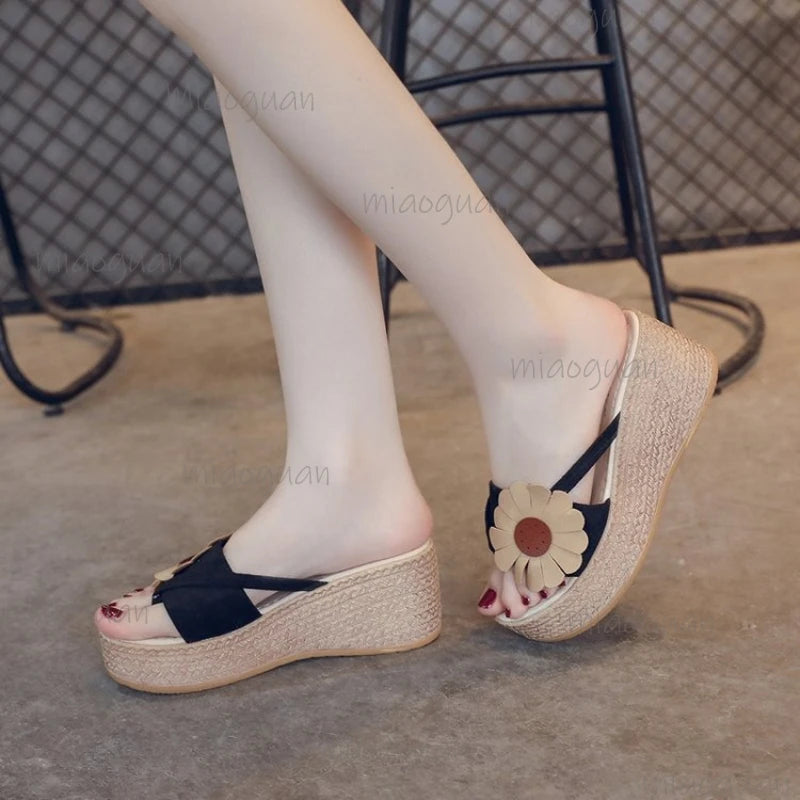 Women's Wedge Platform Sandals – Floral Summer Beach Slippers Wedge Platform Sandals Axl