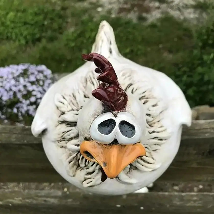 Funny Chicken Fence Decoration – Resin Rooster Garden Ornament Garden Sculpture Axl