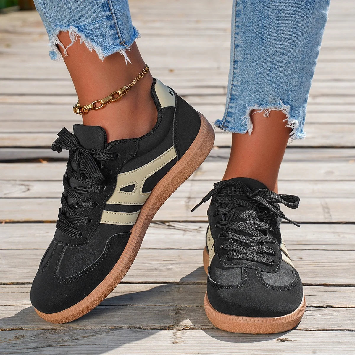 Women's Low Top Canvas Sneakers – Wide Toe Lace-Up Trainers