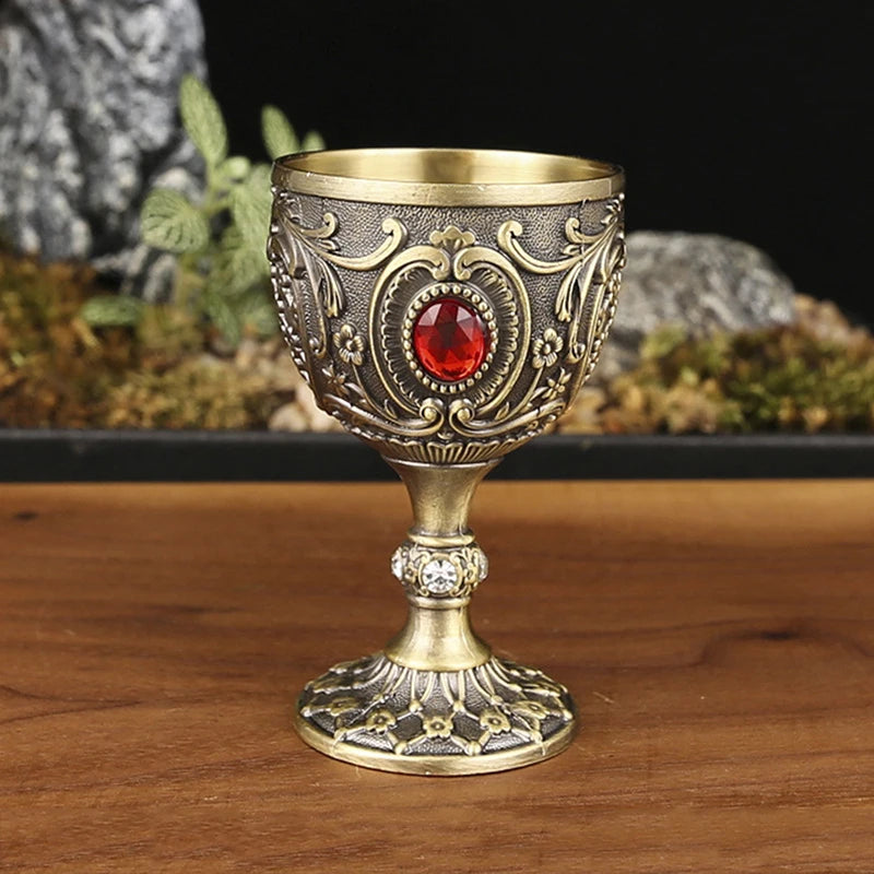 Embossed Metal Chalice Goblet – Vintage Wine & Bar Cup Metal Chalice Goblet Axl A8