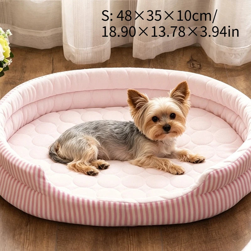 KEMORELA Cooling Ice Silk Pet Mat for Cats & Dogs | Breathable Cooling Pet Mat Axl Pink S
