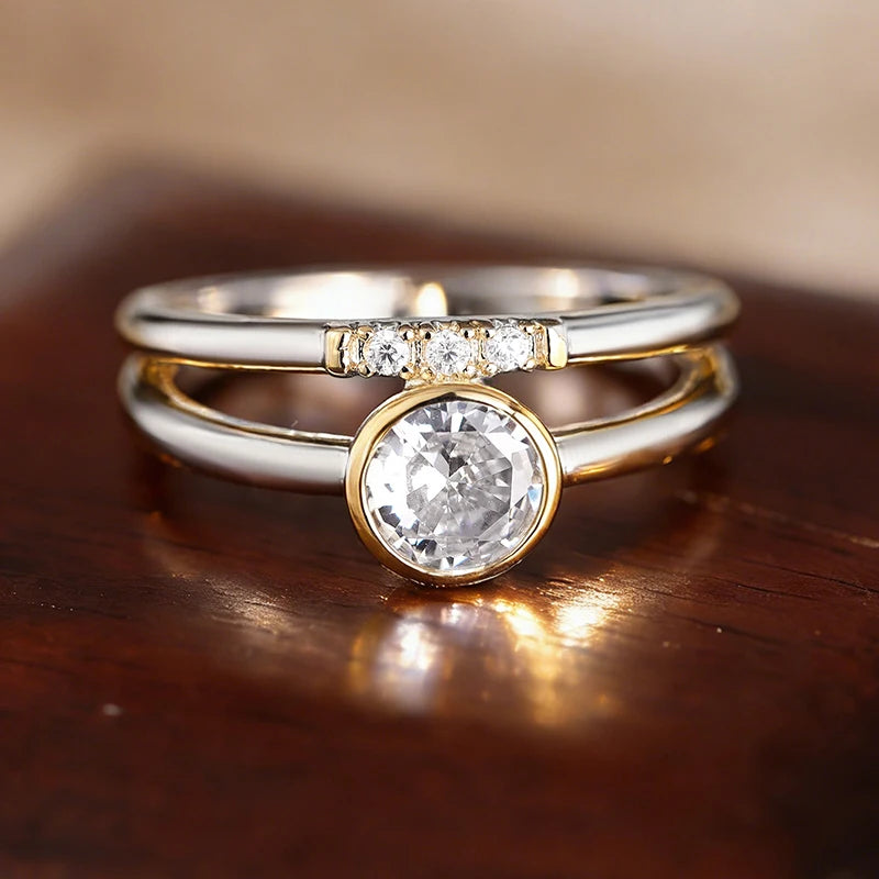 Huitan Two-Tone CZ Ring for Women | Sparkling Party Jewelry Fashion Ring Axl A865 7