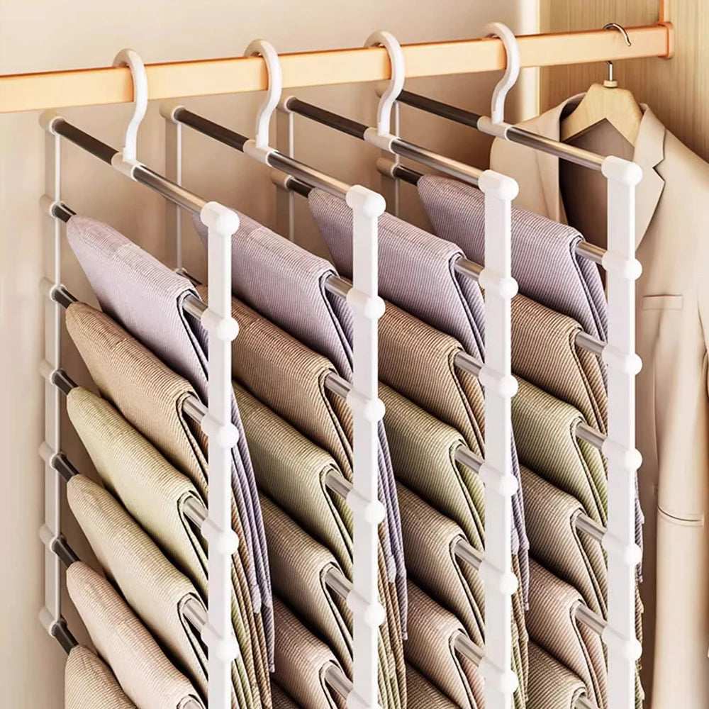 Space-Saving Pants Hanger – Multi-Layer Trouser Rack Organizer Pants Hanger Rack Axl