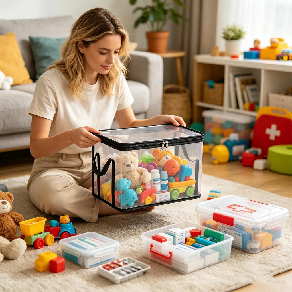 2-Piece Plush Toy Storage Organizer Chest – Clear PVC Bins Toy Storage Organizer Axl