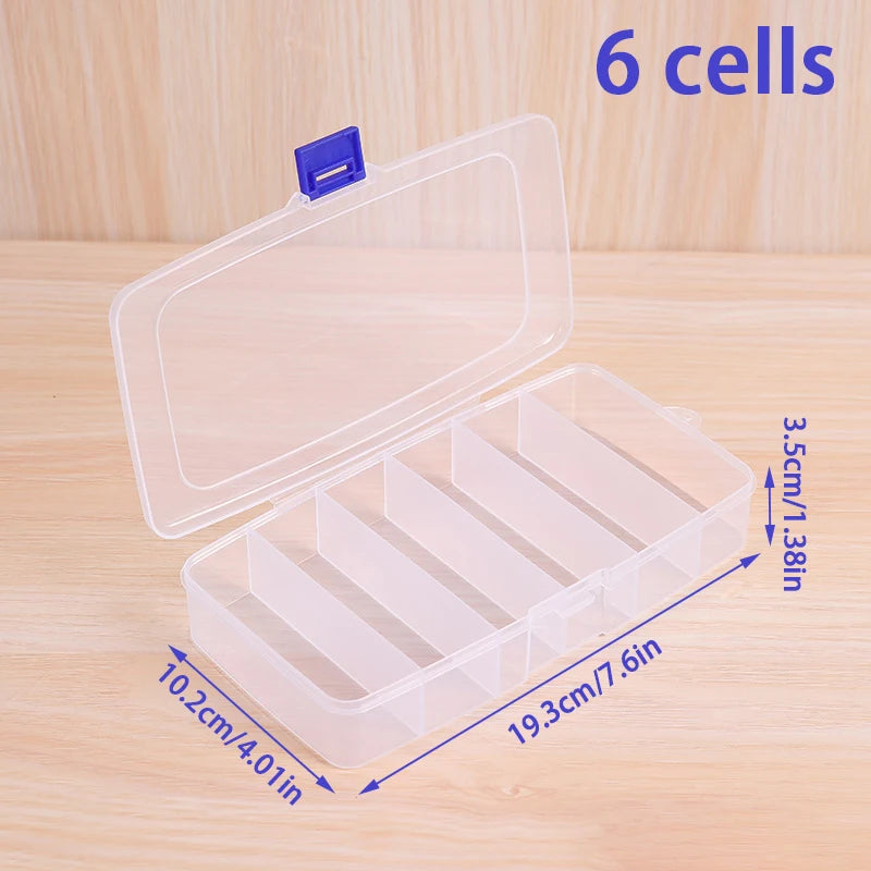 Clear 5/6-Grid Jewelry Storage Box – Portable Plastic Organizer Jewelry Organizer Box Axl L