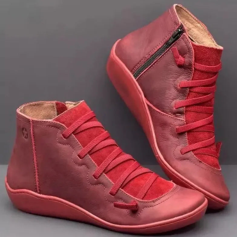 Women's Vintage Lace-Up Ankle Boots | Non-Slip Platform Women's Ankle Boots Axl red 37