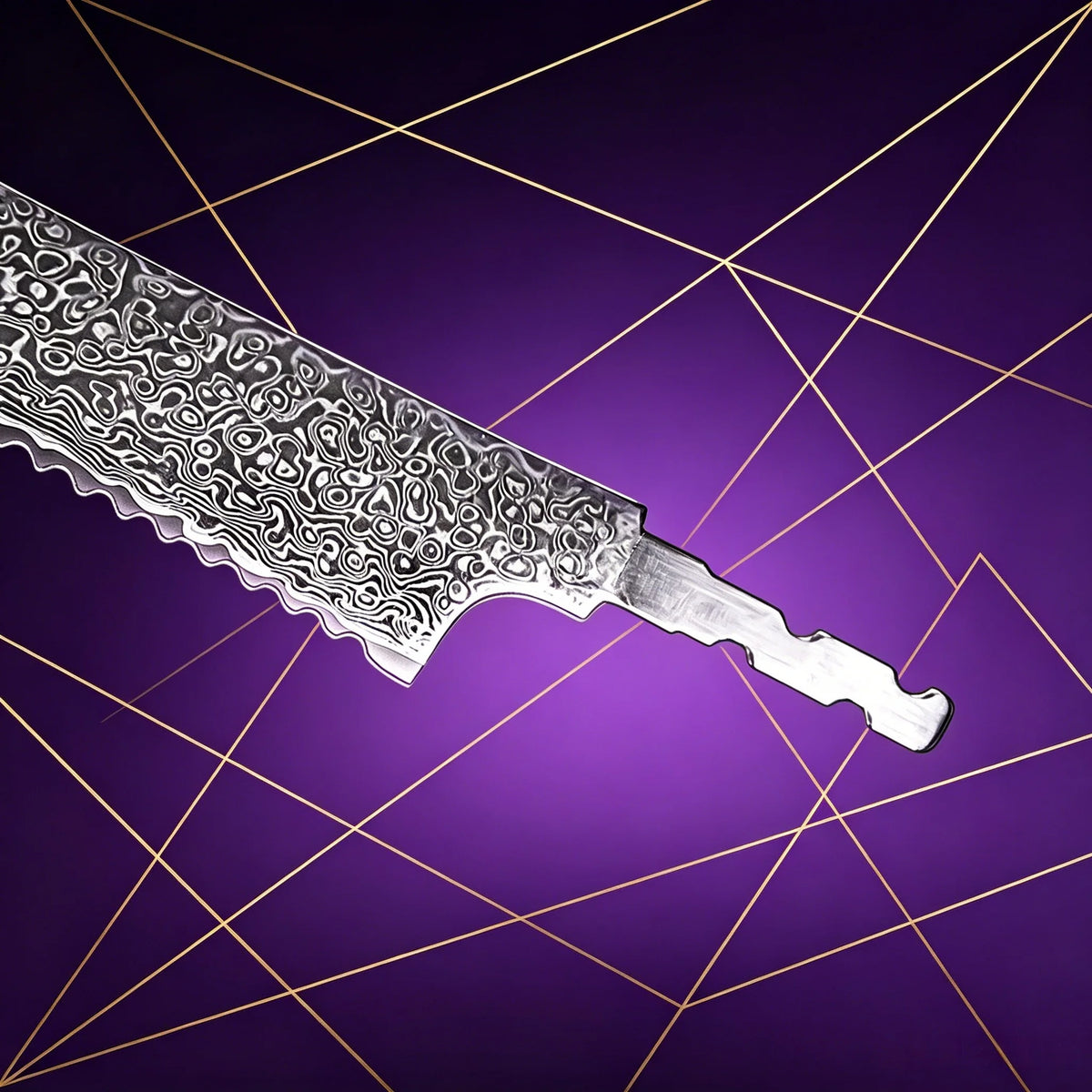 Damascus Steel Bread Knife Blank – Hand Forged DIY Blade Knife Blank Blade Axl