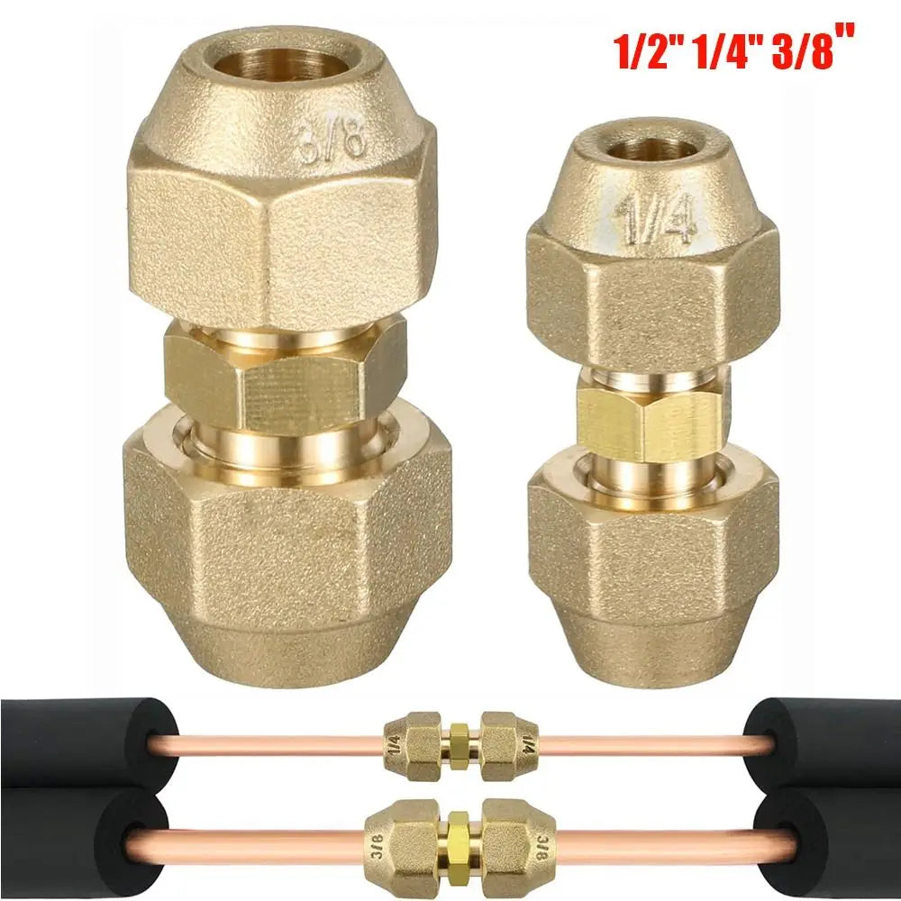 Brass Flare Fittings 1/4" 3/8" 1/2" Copper Pipe Coupling Adapters Pipe Flare Fittings Axl