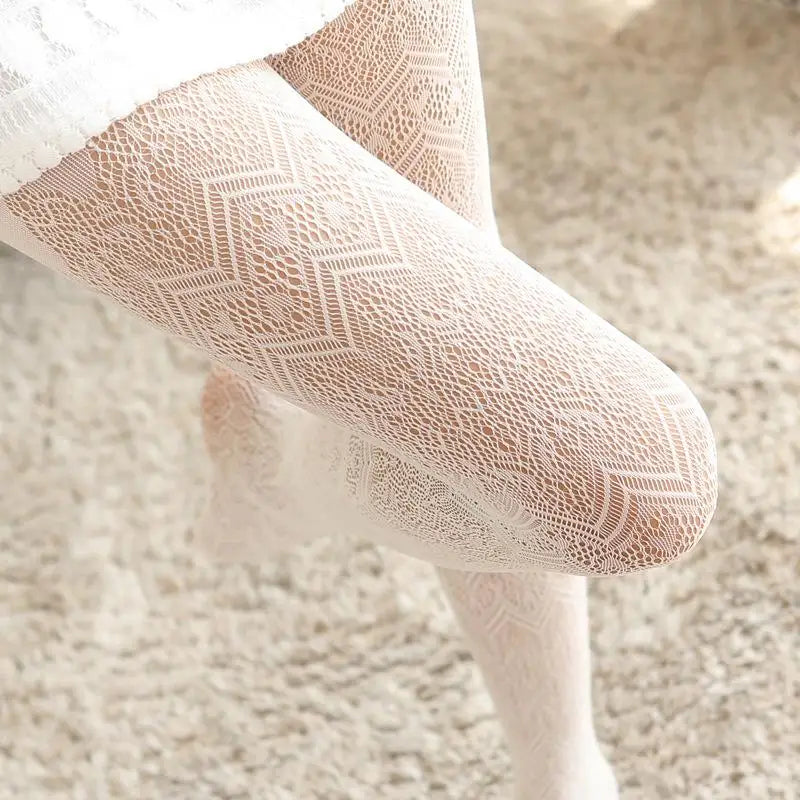Women's Love Wave Fishnet Tights – Hollow-Out Pantyhose Fishnet Tights Axl white One Size