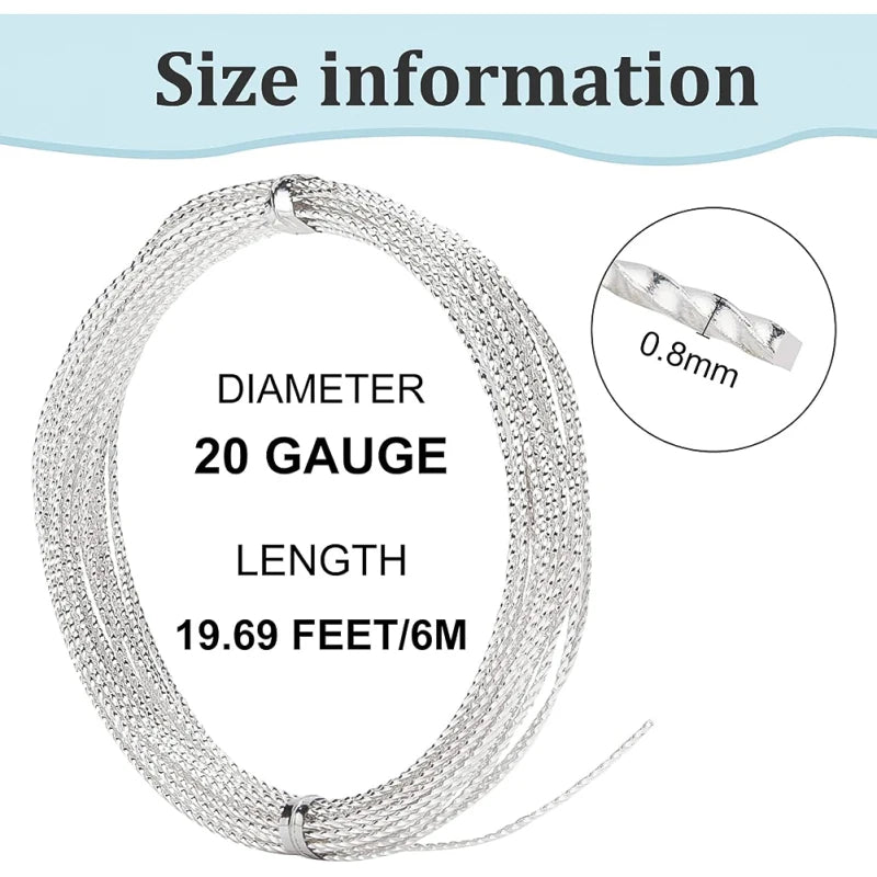 20 Gauge Silver Brass Twist Wire – 20ft Jewelry Beading Craft Jewelry Craft Wire Axl AECH04-04192