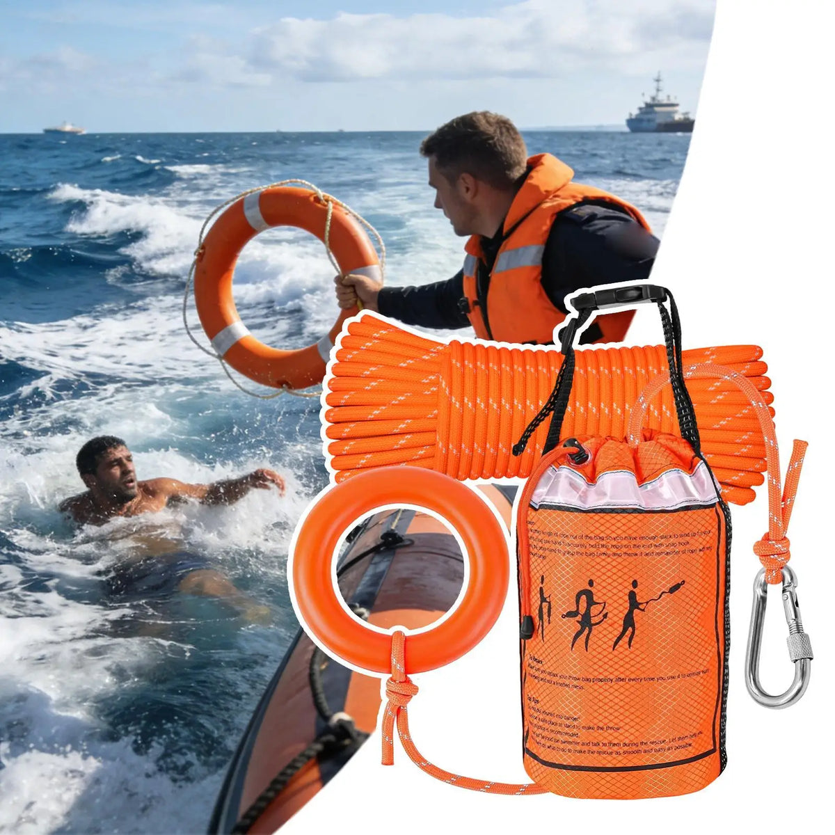 Water Rescue Throw Bag – 15m Floating Rope Set Rescue Throw Bag Axl