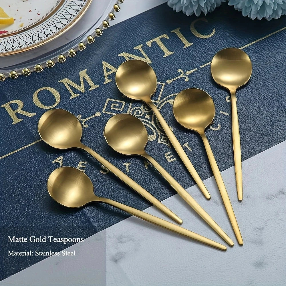 4-Piece Gold Stainless Steel Coffee & Dessert Spoon Set Dessert Spoon Set Axl