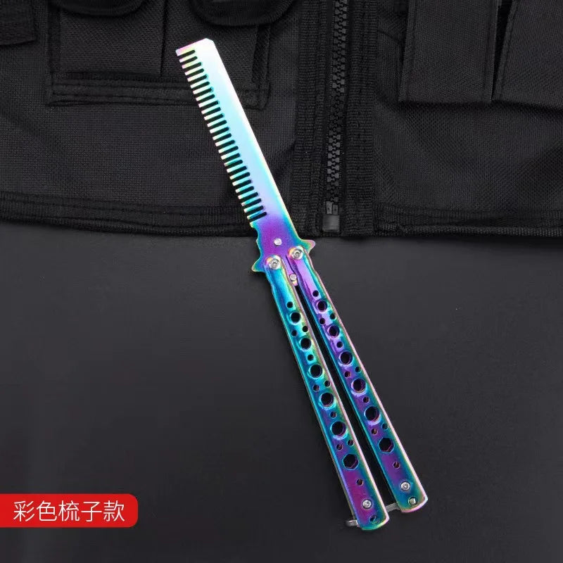 Foldable Stainless Steel Butterfly Beard & Hair Styling Comb Hair Styling Comb Axl 1pcs C