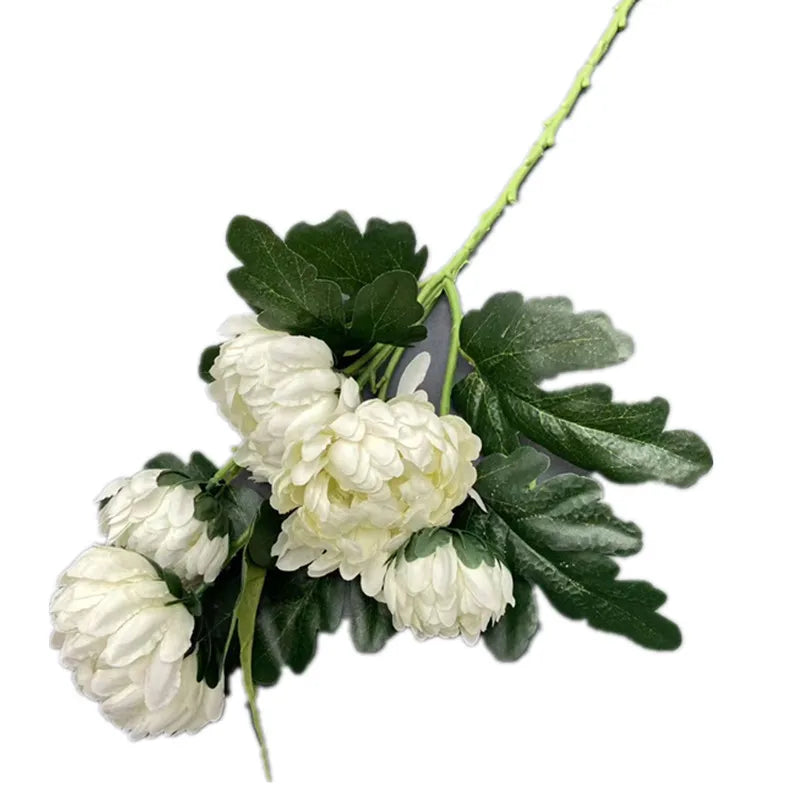Artificial Silk Chrysanthemum Branch – 5 Heads, 57cm Stem Artificial Silk Flowers Axl