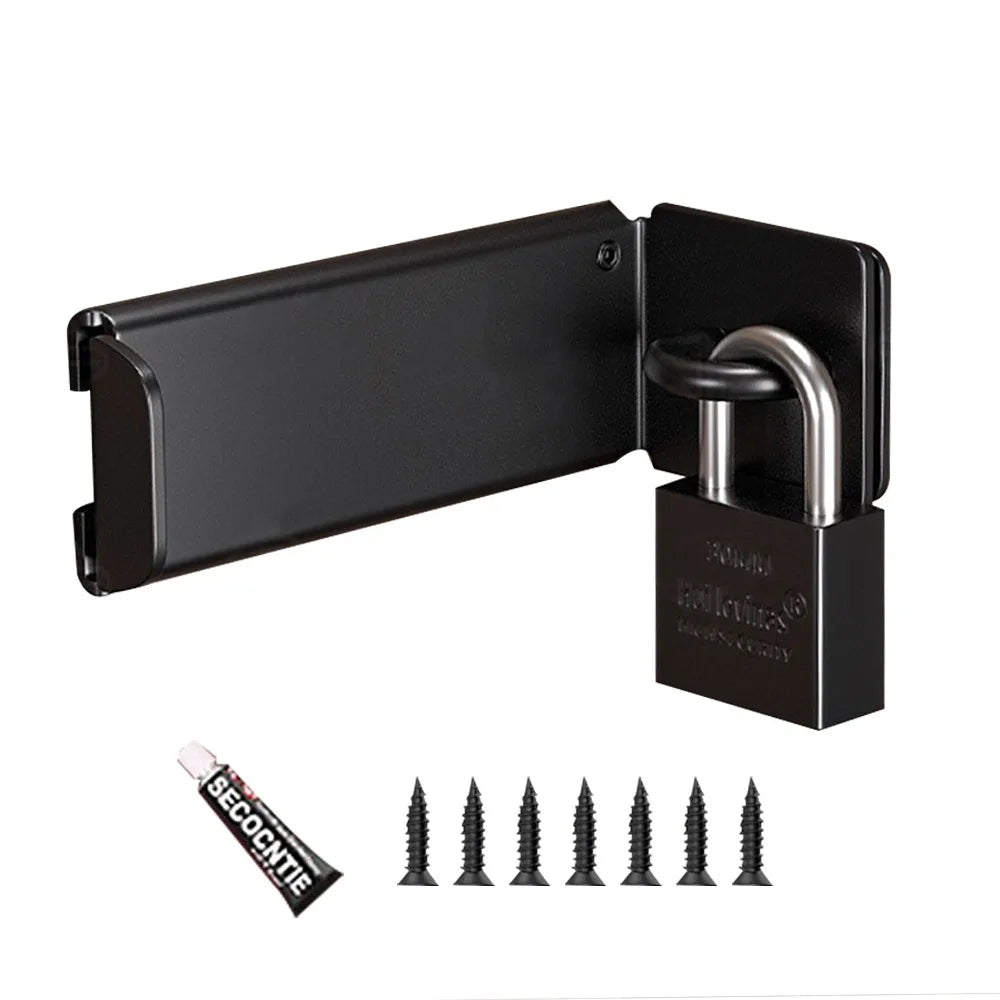 Stainless Steel 90° Door Hasp Clasp Lock – Shed & Gate Security Door Hasp Lock Axl Black Style 1