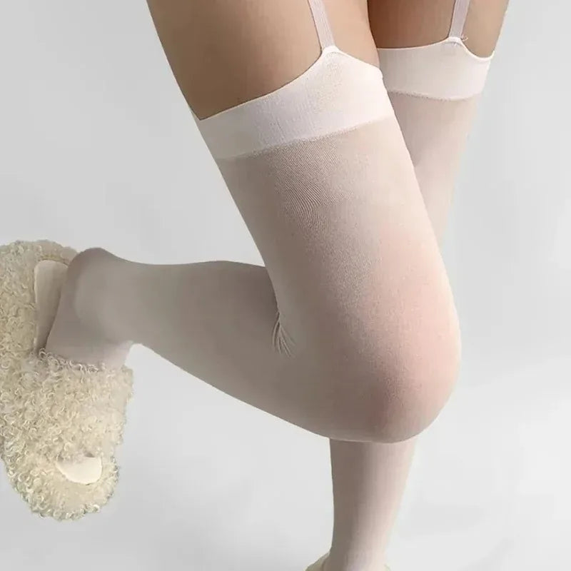 Thigh High Stockings with Garters – Velvet Over Knee Y2K Socks Thigh High Stockings Axl