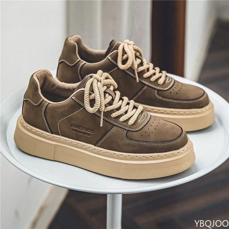 YBQJOO Men's Casual Board Shoes – Trendy Lace-Up Sneakers Casual Board Shoes Axl