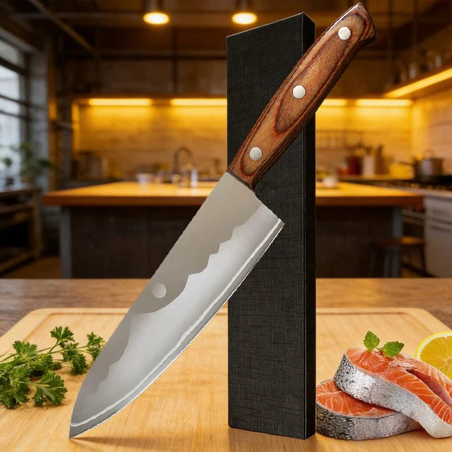 Japanese Seiko Sushi Chef Knife – Wave Edge Carbon Steel & Gift Box Chef Knife Axl