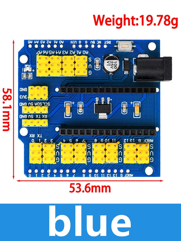 Sensor Shield Module for Arduino UNO R3 & Nano V3 | I2C PWM Arduino Expansion Shield Axl blue