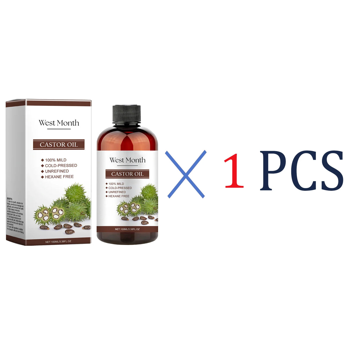 100ml Organic Castor Oil – Hair, Lash, Nail & Skin Care Oil Organic Beauty Oil Axl 1 Pcs