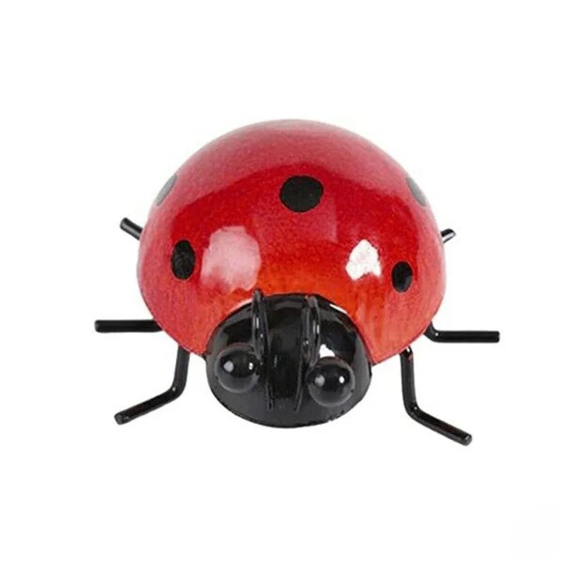 Mini Metal Ladybug Fence Hanger – Outdoor Garden Ornament Garden Wall Ornament Axl Red