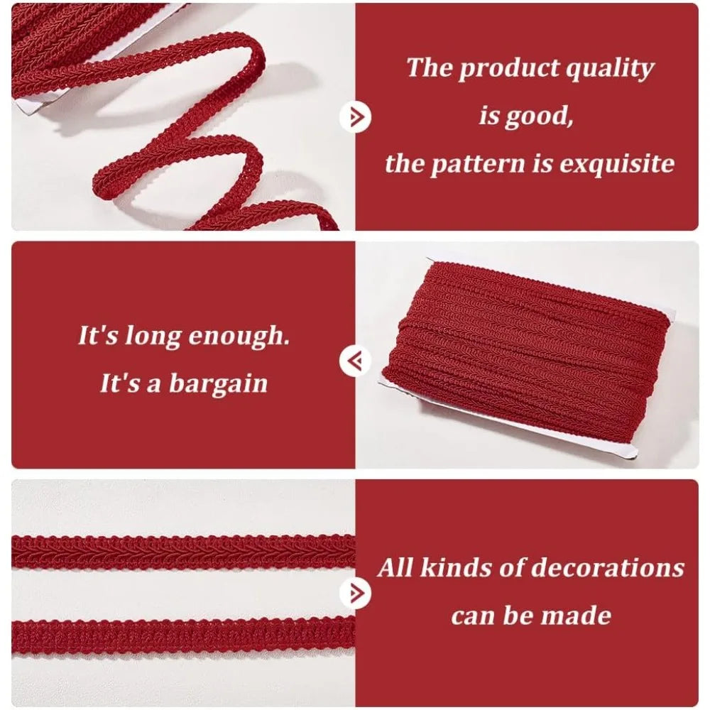 Dark Red Floral Centipede Lace Ribbon 12mm Polyester – 25m Lace Ribbon Trim Axl