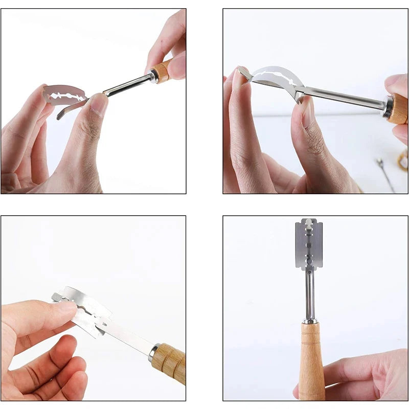 Bread Lame Wooden Handle & 5 Blades – Dough Scorer Tool Bread Lame Axl