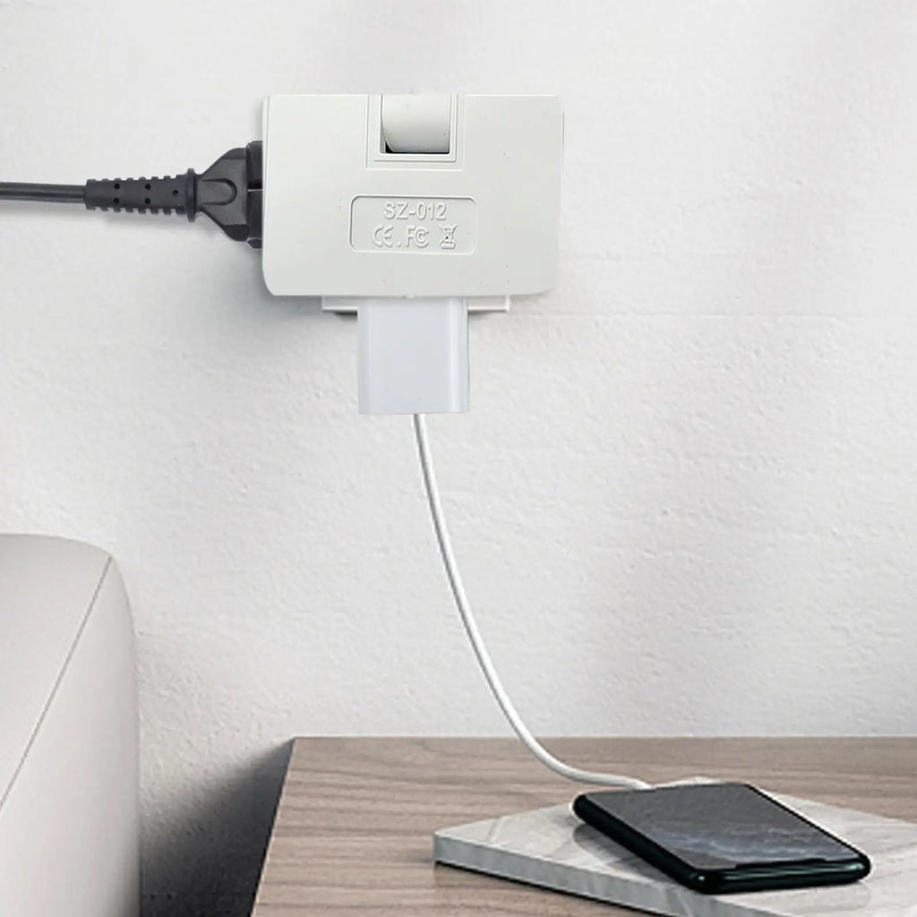 3-Way Flat Wall Outlet Extender – Fire-Resistant Plug Adapter Wall Outlet Extender Axl