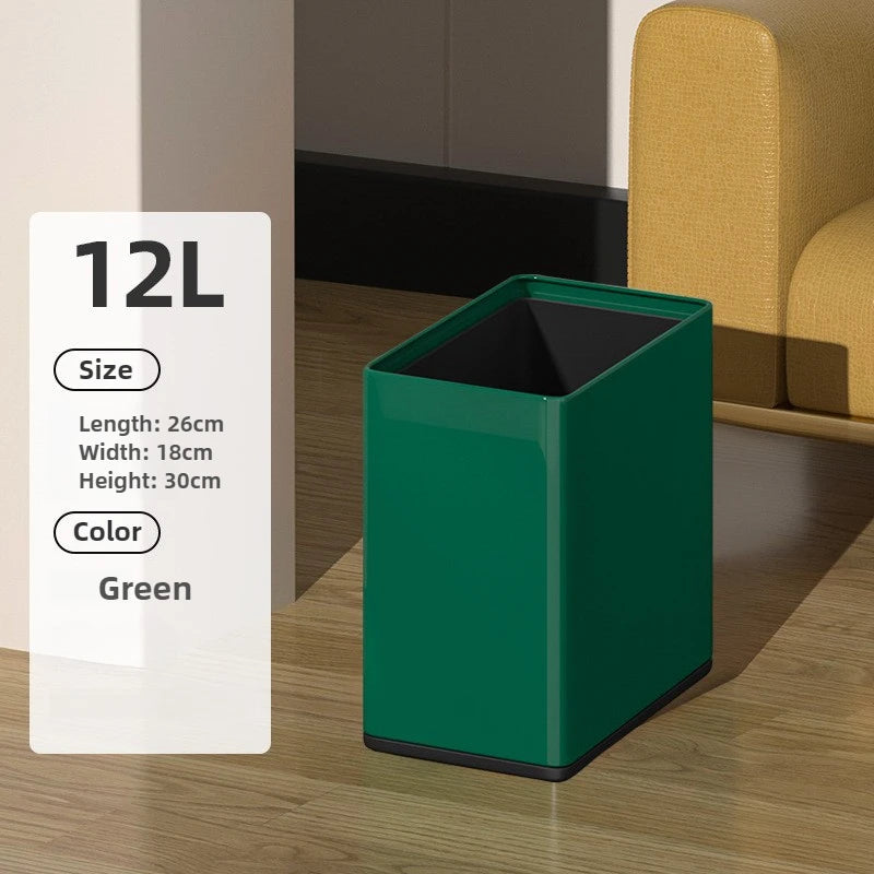Stainless Steel Trash Can 12L – Modern Open-Top Waste Bin Stainless Waste Bin Axl Green