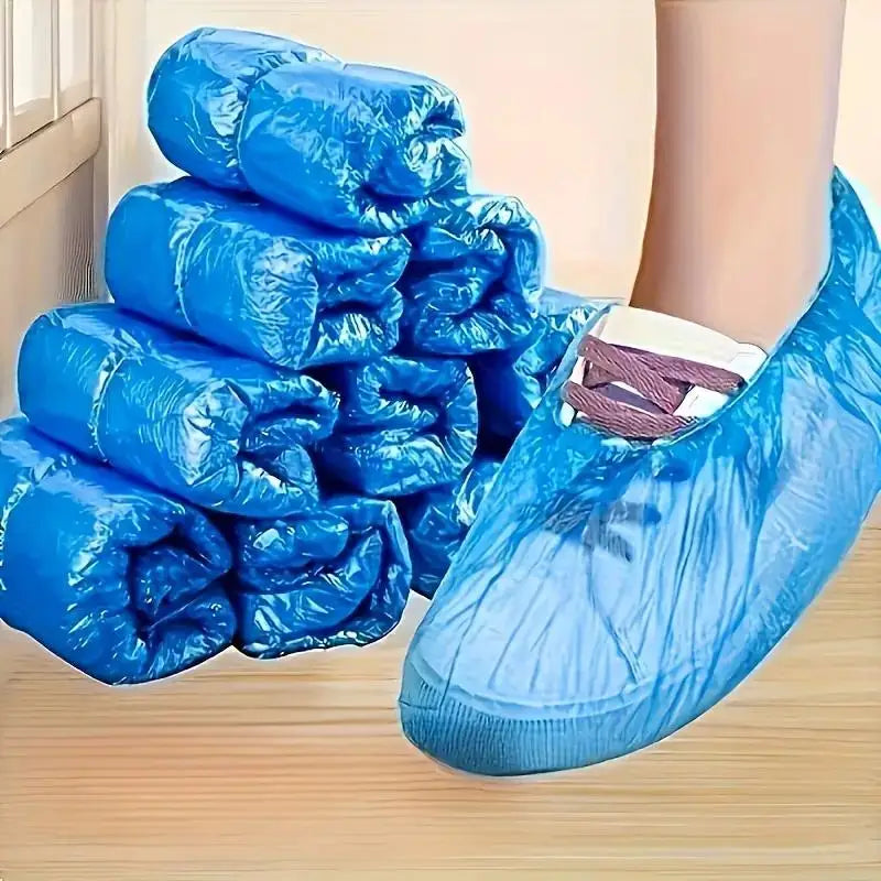 100 PCS Disposable Anti-Slip Shoe Covers – Heavy-Duty PE Disposable Shoe Covers Axl