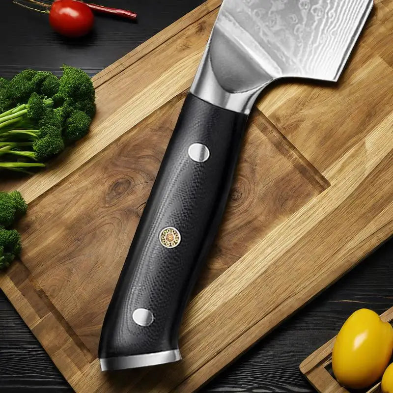 7-Inch Damascus Nakiri Knife – 67-Layer VG10 Steel & G10 Handle Damascus Chef Knife Axl