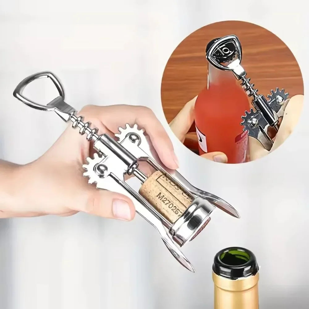Zinc Alloy Wine Opener with Foil Cutter | Effortless Uncorking Wine Bottle Opener Axl
