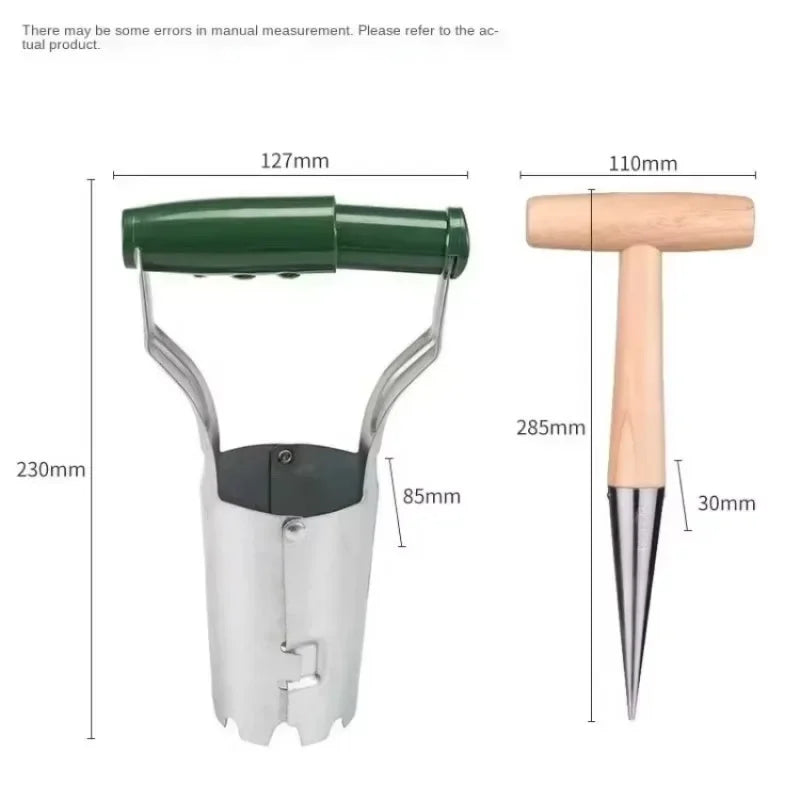 Wood Handle Seedling Planter & Hole Drill Garden Tool Seedling Planting Tool Axl