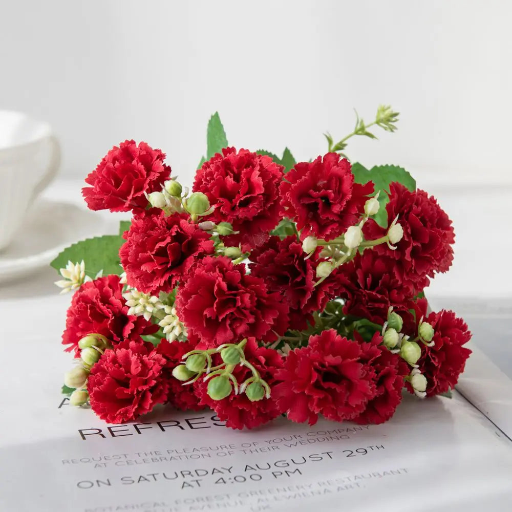 Silk Carnation Artificial Flowers – Wedding & Home Décor Artificial Silk Flowers Axl Red 2 pcs